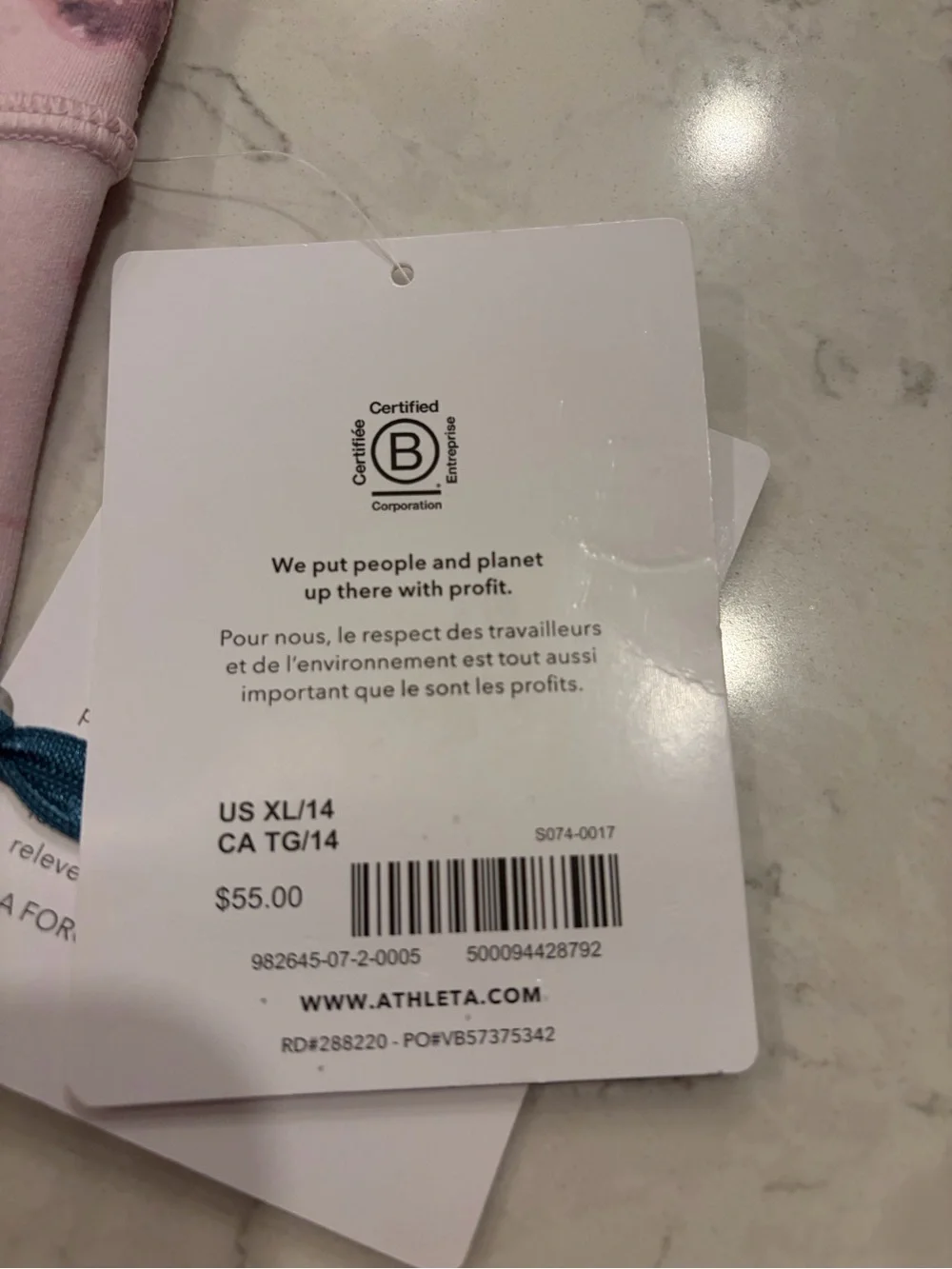 Athleta Girl Pink Marble High-Rise Leggings